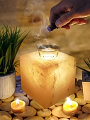 Солевая АРОМА лампа "КУБУС" со стеклянной тарелочкой